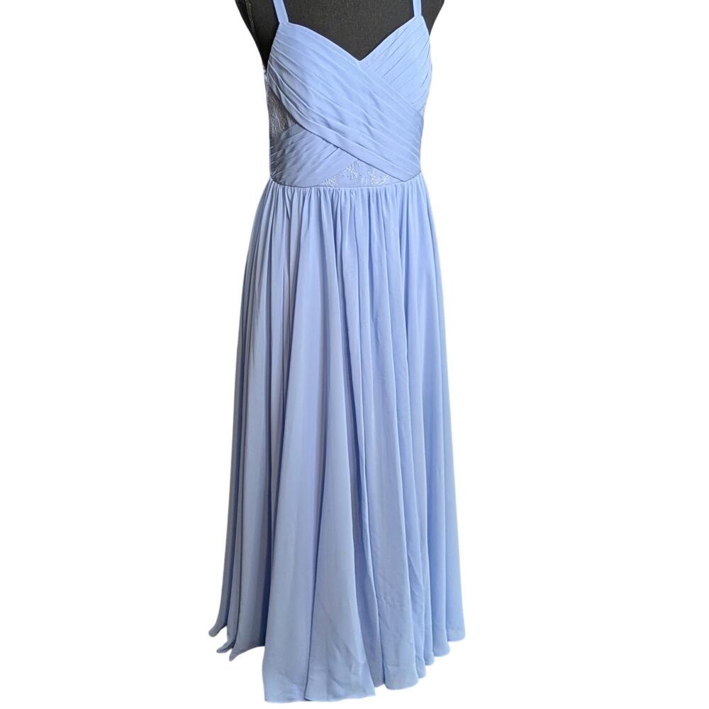 JJ's HOUSE Light Blue Chiffon Pleated Prom Bridesmaid Dress Size XS
